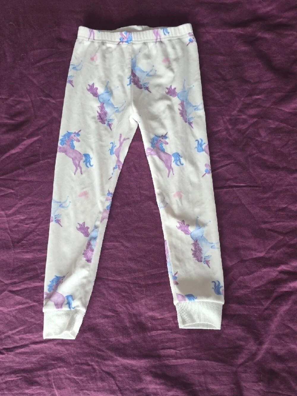 NWOT Girls White Unicorn Print Pajama Set - Fleece Lined Long Sleeve Top & Pants